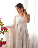 NKB 68 Ivory Banarasi Jacquard Anarkali Gown