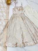 NKB 68 Ivory Banarasi Jacquard Anarkali Gown