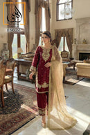 Ai Huda 166 A Pure Jimy Cho With Fully Neck Emboridery Cut Work Pakistani Suits