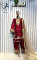 Ai Huda 166 A Pure Jimy Cho With Fully Neck Emboridery Cut Work Pakistani Suits