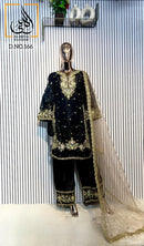 Ai Huda 166 D Pure Jimy Cho With Fully Neck Emboridery Cut Work Pakistani Suits