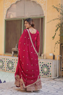 LW 9218 Designer Sequins Embroidered Work Faux Georgette Gown