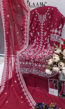 Laam 191 Pure Camric Cotton With Self Embroidery Work Pakistani Suits