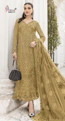 SF 5584 B Heavy Embroidered Chiffon Suit Set with Hand Khatli Work