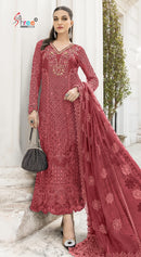 SF 5584 D Heavy Embroidered Chiffon Suit Set with Hand Khatli Work