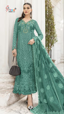 SF 5584 C Heavy Embroidered Chiffon Suit Set with Hand Khatli Work