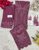 SF 5584 A Heavy Embroidered Chiffon Suit Set with Hand Khatli Work