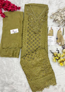 SF 5584 B Heavy Embroidered Chiffon Suit Set with Hand Khatli Work