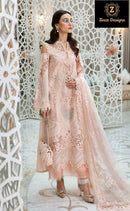 Ziaaz Designs 951 full heavy work Cambric cotton Semi stitched Pakistani Suit