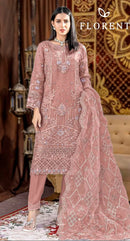 Florent 1058 D  Heavy Denting Chiffon Embroidered Suit