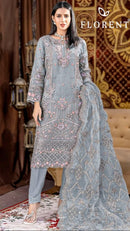 Florent 1058 B Heavy Denting Chiffon Embroidered Suit
