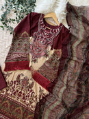 Al Zohaib 1287 C  Pure Cotton Printed Suit with Heavy Embroidered Work Suit