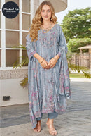 Mehboob Tex 1747 D Pure Viscose Maslin Digital Print with Aari Handwork Suit