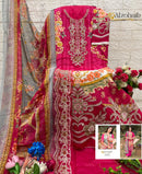Al Zohaib 1345 Designer Pink Cotton Suit with Heavy Embroidered Work