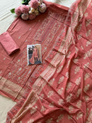 Alzohaib 1179 Vintage Inspired Rust Cotton Embroidered Work Suit