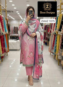 Ziaaz Code 1075 Heavy Work Complete Cambric Cotton Shades Pakistani Outfit