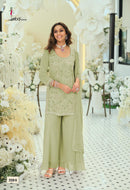Rosy Color 2328 B Rosy Real Georgette Bead Work Palazzo Suit
