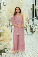Rosy Color 2328 C Rosy Real Georgette Bead Work Palazzo Suit