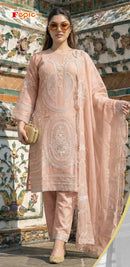 Fepic rosemeen 6682 C satin organza embroidery worked Pakistani suits