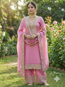 JF 040 D Pure Fendy Silk With Heavy Embroidery Work Sequence Suit