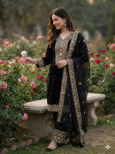JF 040 C Pure Fendy Silk With Heavy Embroidery Work Sequence Suit