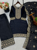 JF 040 C Pure Fendy Silk With Heavy Embroidery Work Sequence Suit