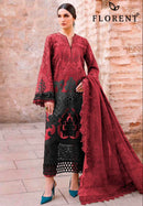Florent 1064 F pure cotton self embroidery worked Pakistani lawn suits