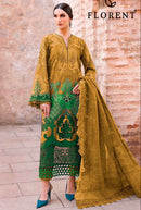 Florent 1064 G pure cotton self embroidery worked Pakistani lawn suits