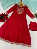 JJ 1013 A Premium Gerrogate With Embroidery Work  Anarkali Suit