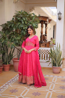 KA 1235 Digital printed zari sequins embroidery work gown