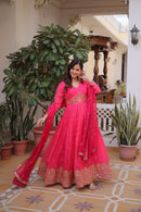 KA 1235 Digital printed zari sequins embroidery work gown