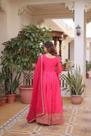 KA 1235 Digital printed zari sequins embroidery work gown