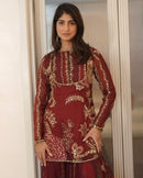 LG 2066 Sequins Embroidery & Mirror Work Organza Short Kurti Sharara Set