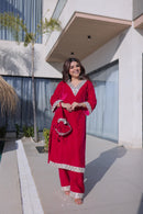 LW 9308 Zari Embroidery Party Wear Velvet Kurta Pant