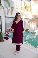 LW 9309 Zari Embroidery Party Wear Velvet Kurta Pant