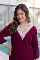 LW 9309 Zari Embroidery Party Wear Velvet Kurta Pant