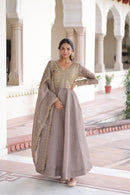 LW 9323 A Zari & Sequins Embroidery Gold Crush Anarkali Gown