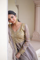 LW 9323 A Zari & Sequins Embroidery Gold Crush Anarkali Gown