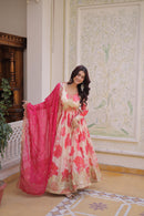 KA 1242 Embroidery Party Wear Russian Silk Anarkali Gown