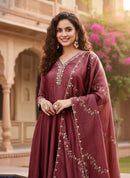 JJ 1016 B Embroidered Ethnic Wear Women’s Vichitra Silk Kurta
