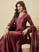 JJ 1016 B Embroidered Ethnic Wear Women’s Vichitra Silk Kurta