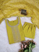 JJ 1012 Embroidered Rayon Slub Kurta Pant