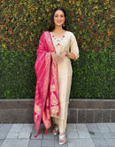 KR 357 Hand Work Ethnic Wear Roman Silk Kurti