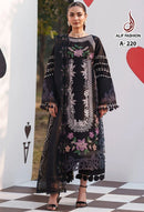Alif Fashion  A-220 Premium Cotton  With Heavy Embroidery Work Pakistani Suit