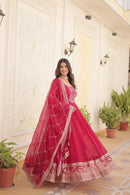 Lw 9179 C Faux Blooming Rich Sequins Embroidered Work Gown