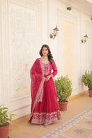 Lw 9179 C Faux Blooming Rich Sequins Embroidered Work Gown