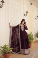 Lw 9179 B Faux Blooming Rich Sequins Embroidered Work Gown