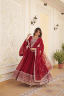 Lw 9179 A Faux Blooming Rich Sequins Embroidered Work Gown