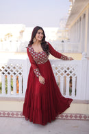 Lw 9309 A Faux Blooming Georgette With Sequins & Zari Embroidered Work Gown