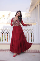 Lw 9309 A Faux Blooming Georgette With Sequins & Zari Embroidered Work Gown